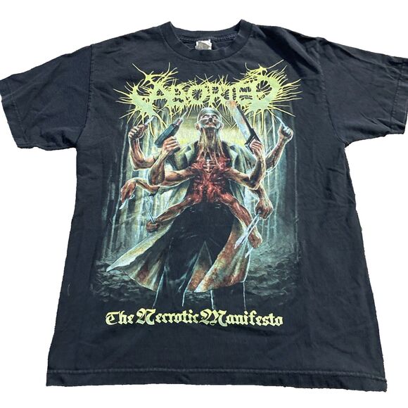 Vtg 2014 Aborted The Necrotic Manifesto Death Metal Band AAA Alstyle T-Shirt M - Picture 1 of 8